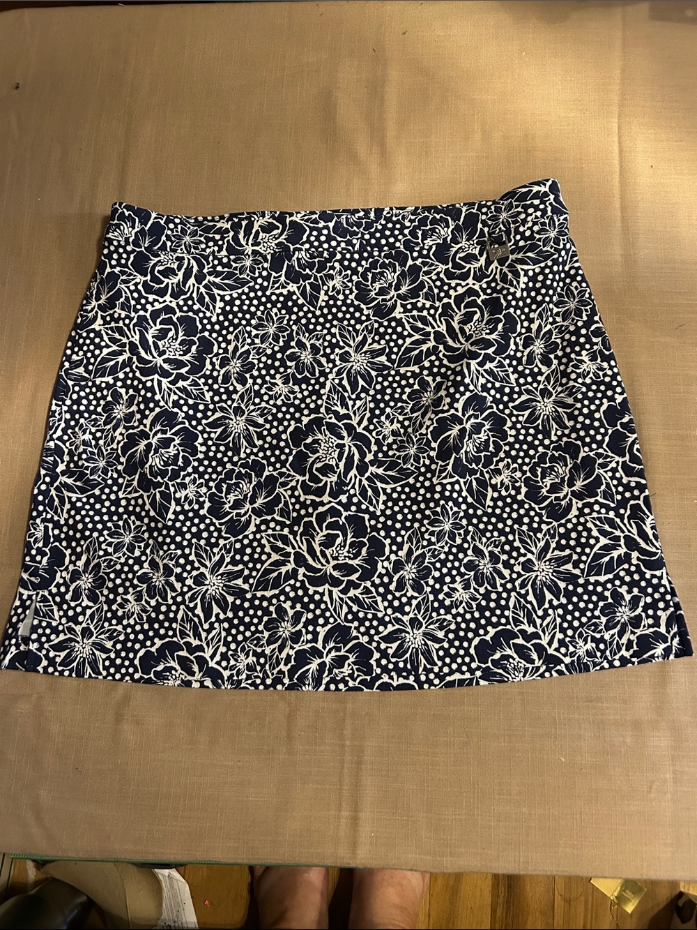 EUC Rafaella Navy and White Floral Mini Skort